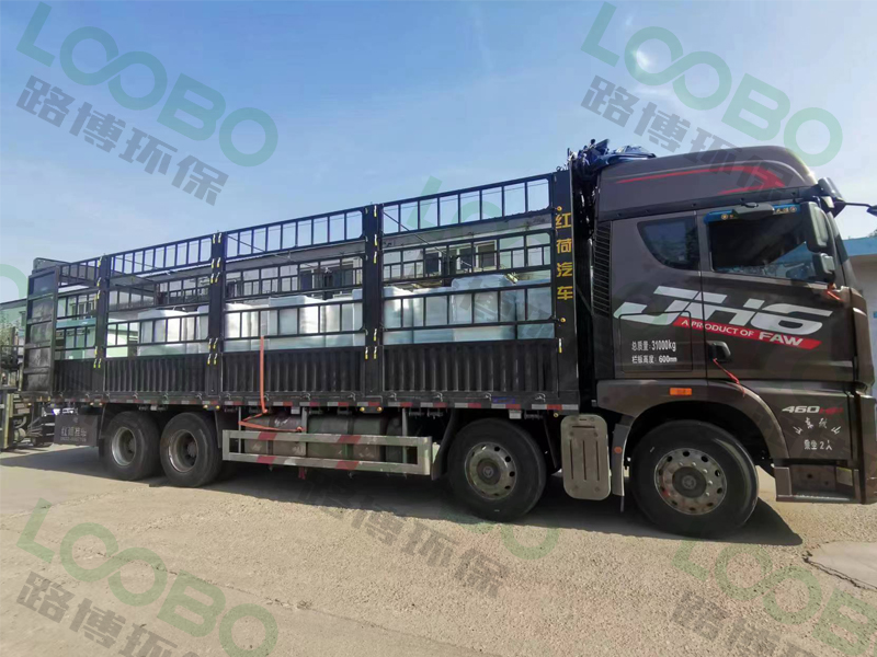 編號LB-XZ移動式焊接煙塵凈化器，裝車啟程，發(fā)往江蘇